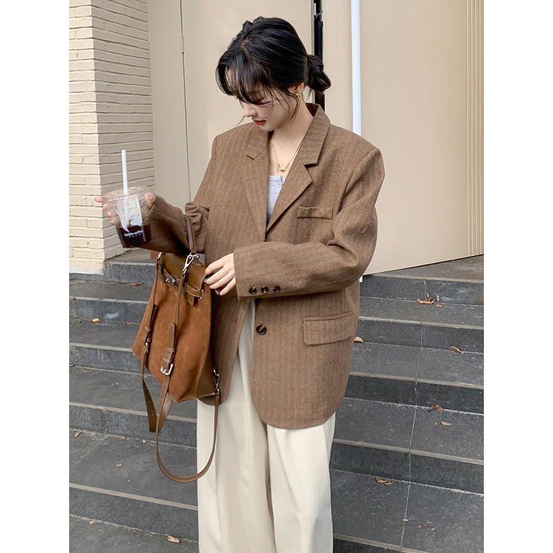 Damen Oversized Wollblazer im Boxy-Schnitt mit Pattentaschen Shop Nory