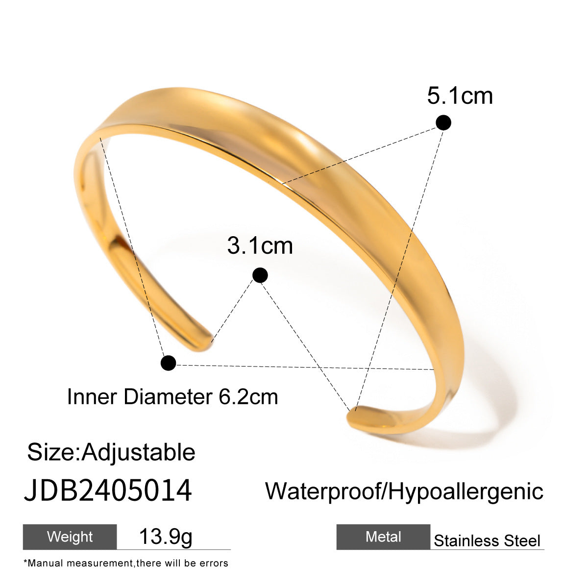 Damen Offenes Armband aus hochwertigem Edelstahl mit hypoallergenen und wasserfesten Eigenschaften Shop Nory