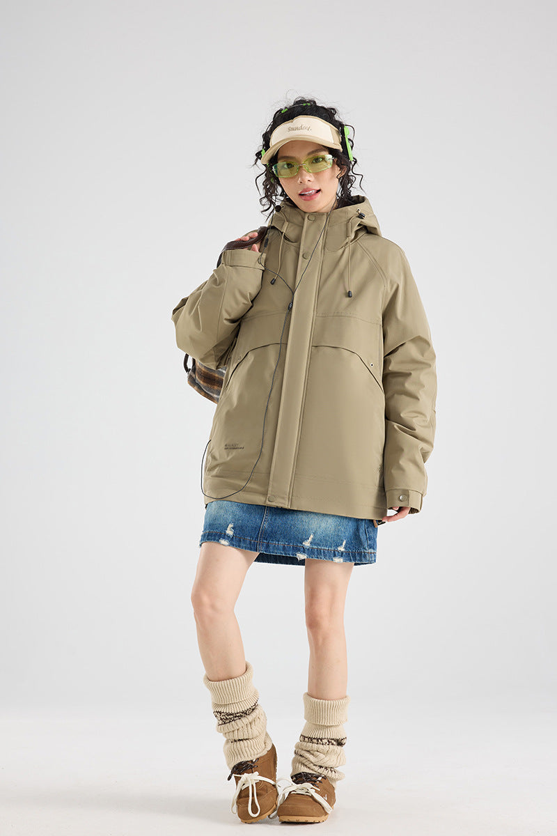 Damen Wasserfeste atmungsaktive Kapuzenjacke im technischen Oversize-Schnitt Shop Nory