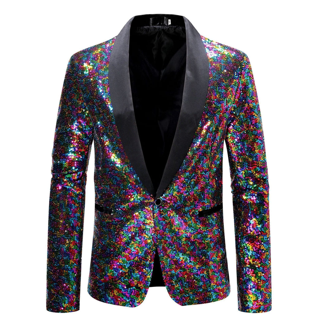 ShopNory Herren Pailletten-Blazer mit Schalkragen