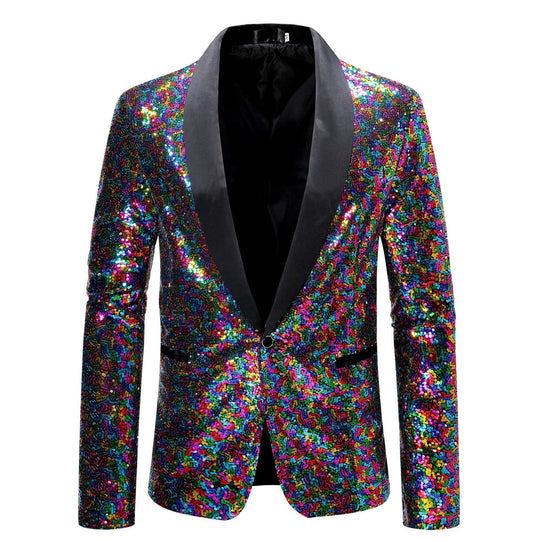ShopNory Herren Pailletten-Blazer mit Schalkragen