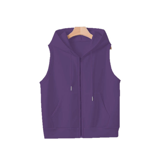 Damen Ärmellose Zip‑Hoodie‑Weste aus weichem Sweat mit Kängurutaschen Shop Nory