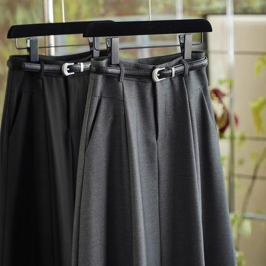 Damen Eleganter Midirock mit Taillengürtel Shop Nory