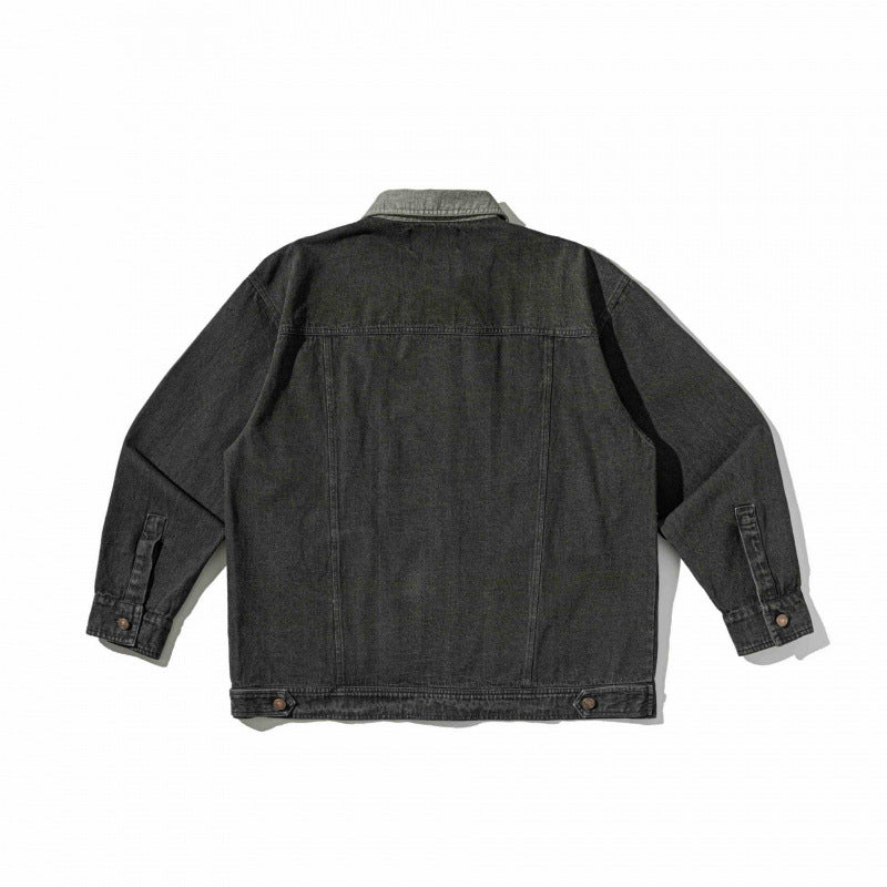 Unisex Kastenförmige Overshirt‑Jacke aus gewaschenem Denim mit Frontreißverschluss und Mehrfachtaschen Shop Nory