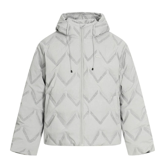 Damen Kurz geschnittene wattierte Kapuzenjacke mit reflektierender Chevron-Steppung Shop Nory