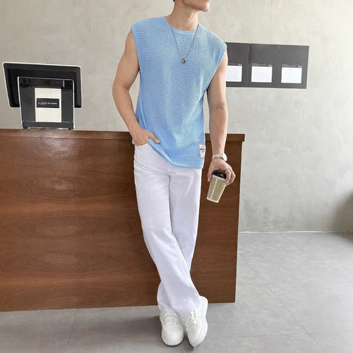 Herren ärmelloses Struktur-T-Shirt Shopnory