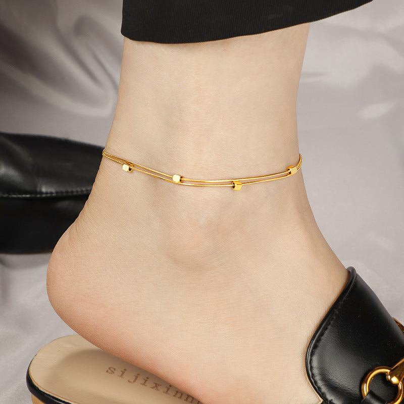 Damen elegante Fußkette mit geometrischen Akzenten Shop Nory