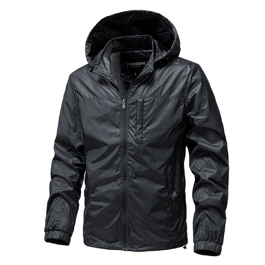 Herren Leichte wasserabweisende kompakt verstaubare Windjacke mit Kapuze Shop Nory