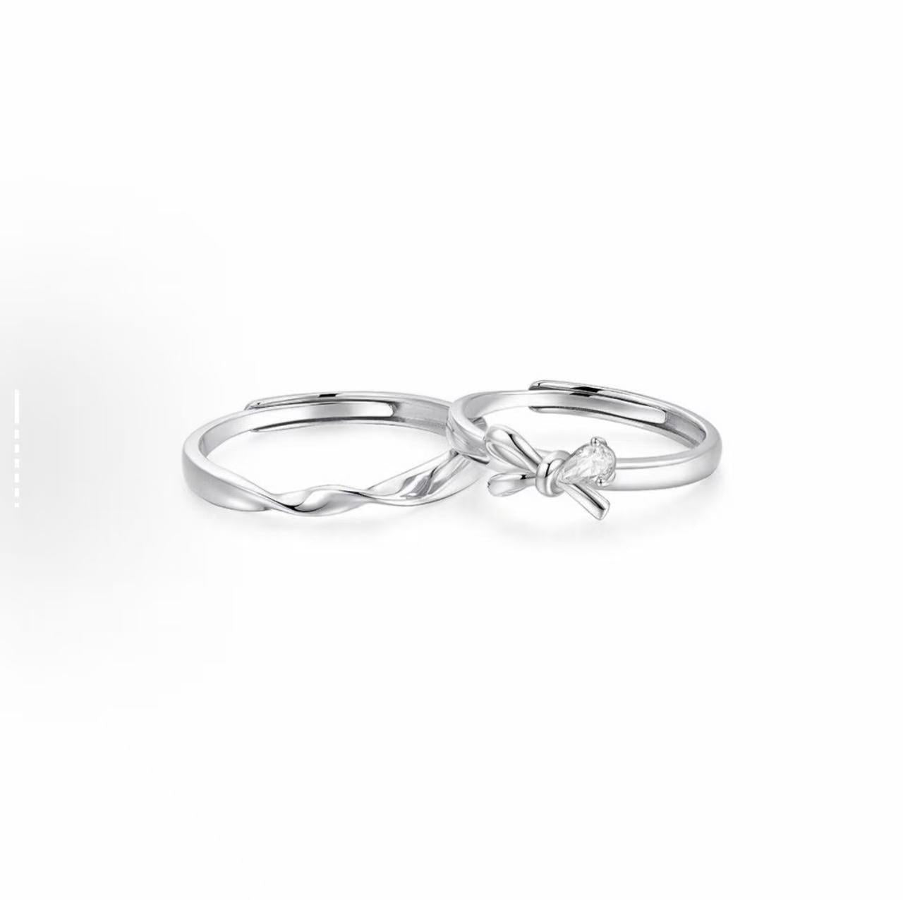 Damen Verlobungsring-Set mit eleganten Schleifen- und Wellen-Design Shop Nory