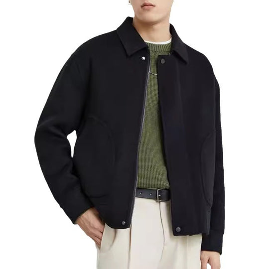Herren Boxy Wollmix-Zipjacke mit verdeckter Knopfleiste und runden aufgesetzten Taschen Shop Nory