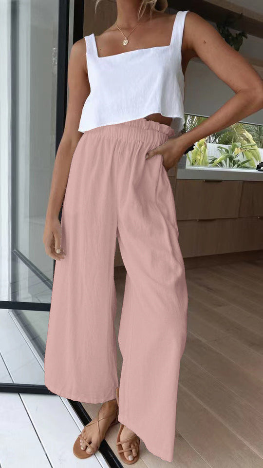 Damen Weite Sommerhose mit elastischem Bund und stilvollem Schnitt