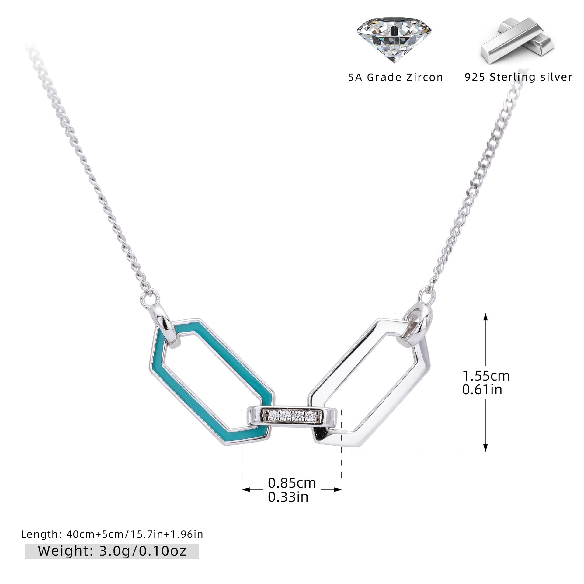 Damen Designer-Halskette aus 925 Sterling Silber mit funkelndem Zirkon Shop Nory