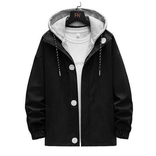 Herren zweilagige Kapuzen‑Overlayerjacke mit kontrastierter Innenkapuze und elastischen Bündchen Shop Nory