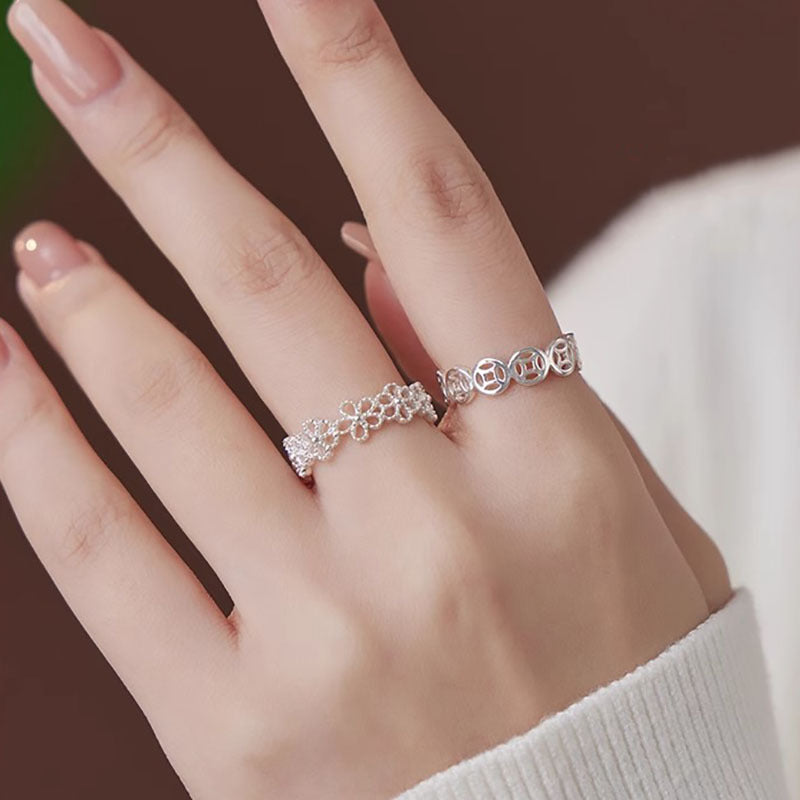 Damen filigraner Blumenring mit detailreicher Gestaltung Shop Nory