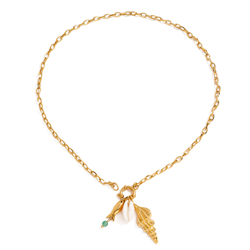 Damen elegante Halskette mit Muschel-Anhänger Shop Nory