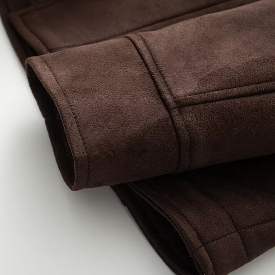 Damen Kurzmantel im Kimono-Style aus Veloursoptik mit weitem Schalkragen und Taillengürtel Shop Nory