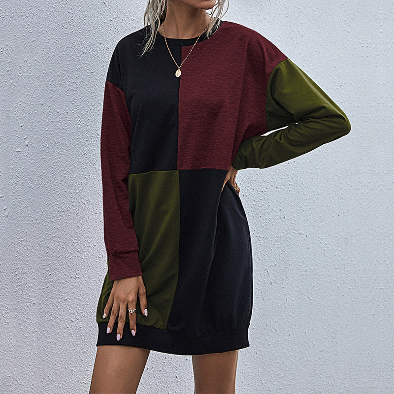 Damen Langarm-Sweatkleid mit Blockpaneelen und weitgeschnittener Passform Shop Nory