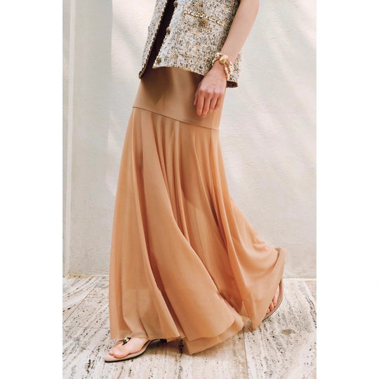 Damen Eleganter Midirock aus zartem Chiffon Shop Nory