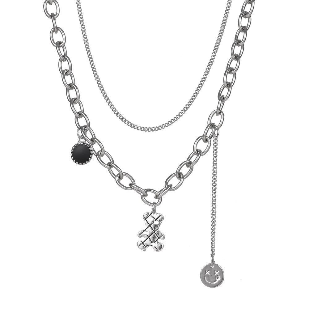 Damen Stimmungsvolle Halskette mit mehrlagigem Ketten-Design und einzigartigen Anhängern Shop Nory