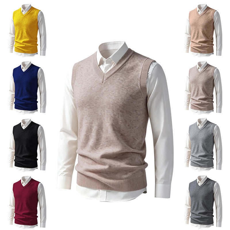 Herren Ärmellose Feinstrick V‑Ausschnitt Weste mit geripptem Saum Shop Nory