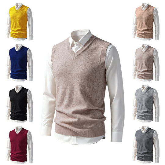 Herren Ärmellose Feinstrick V‑Ausschnitt Weste mit geripptem Saum Shop Nory