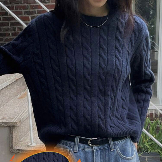 Damen Feiner Kabelstrickpullover mit Zopfmuster, Boxy‑Passform und verlängerten Rippbündchen Shop Nory