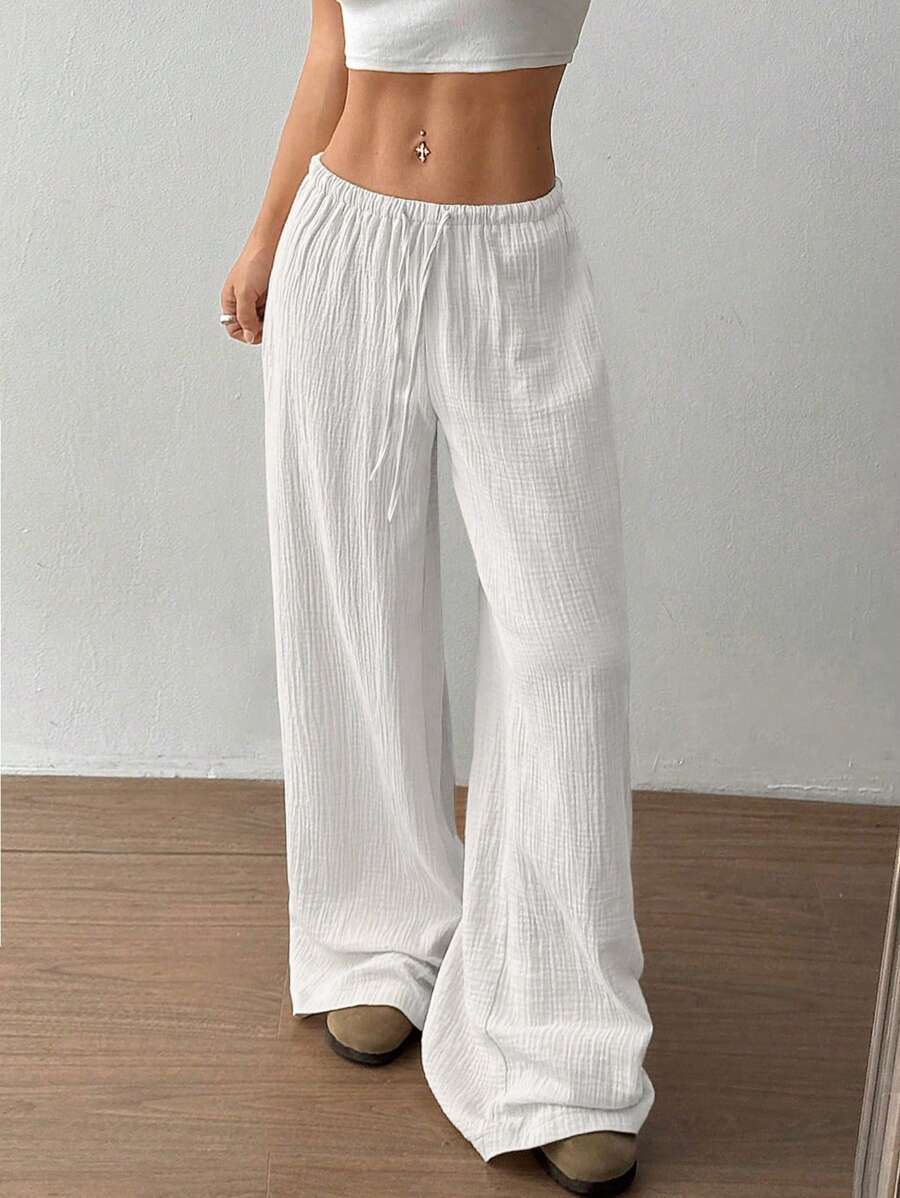 Damen Weite Sommerhose mit elastischem Bund und lockerem Schnitt