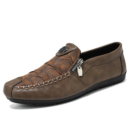 Herren elegante Lederoptik Slipper mit Zierreißverschluss, handgenähter Mokassinnaht und flexibler Komfortsohle Shop Nory
