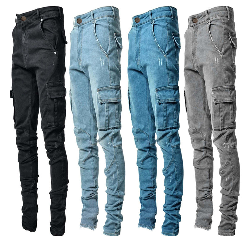 Herren Cargo Jeans im lässigen Design mit strukturierten Taschen