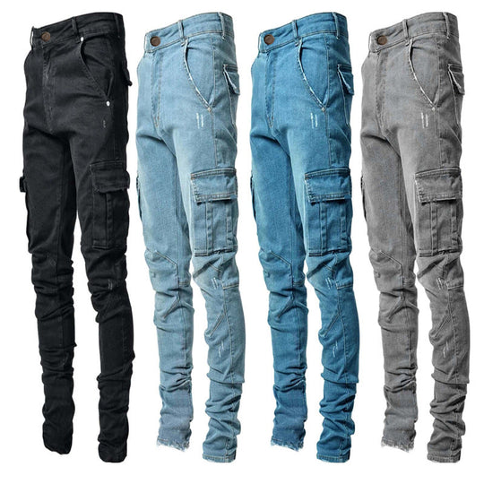 Herren Cargo Jeans im lässigen Design mit strukturierten Taschen