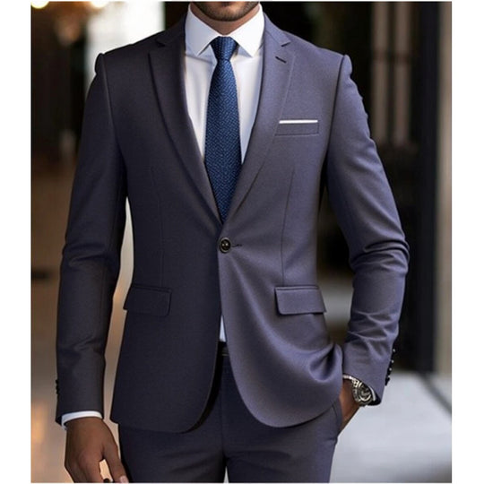 Herren Zweiteiliger Slim-Fit Anzug mit Ein-Knopf-Sakko und schmaler Anzughose Shop Nory