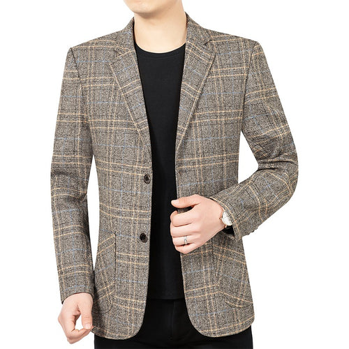 Herren Kariertes Slim-Fit Sakko mit strukturiertem Wollmix und aufgesetzten Taschen Shop Nory