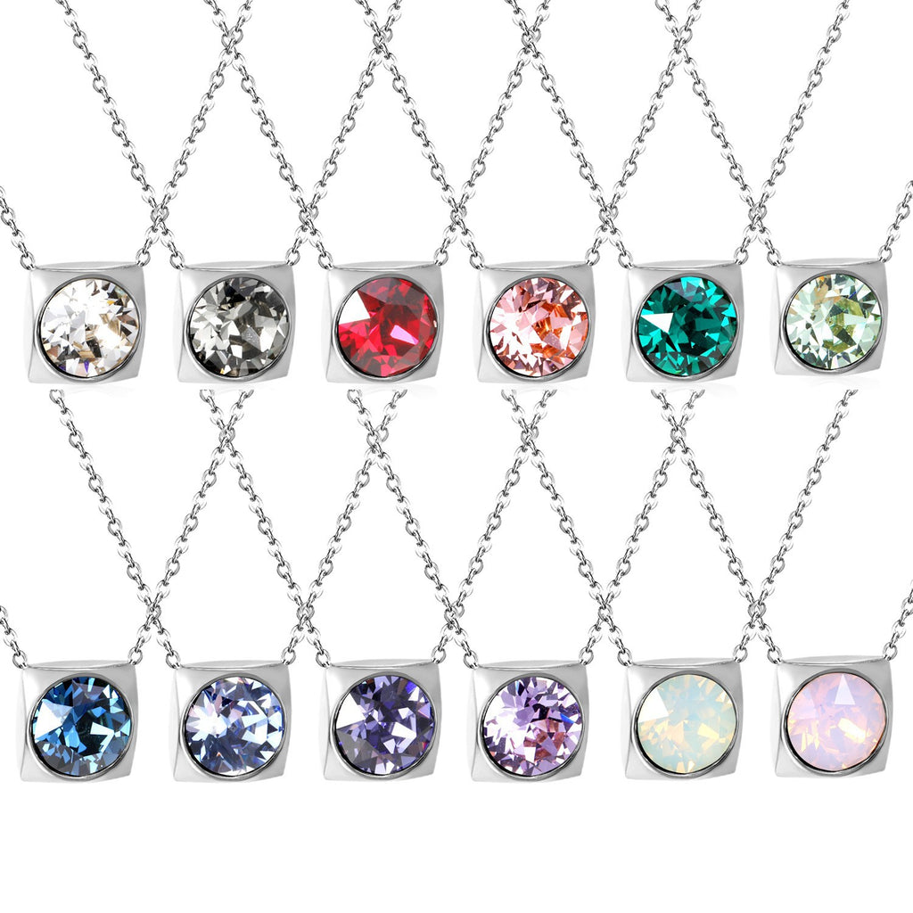 Damen Halskette mit quadratischem Kristallanhänger aus hochwertigem Edelstahl Shop Nory