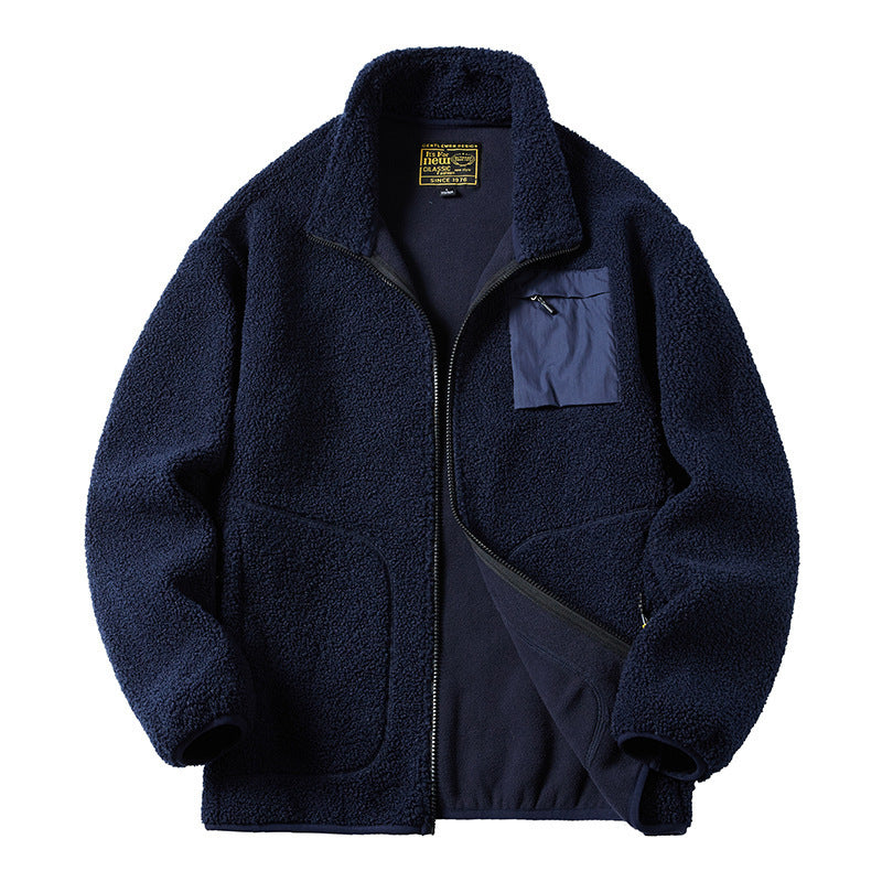 Herren Sherpa‑Fleecejacke im Utility‑Style mit Reißverschluss‑Brusttasche und Stehkragen Shop Nory