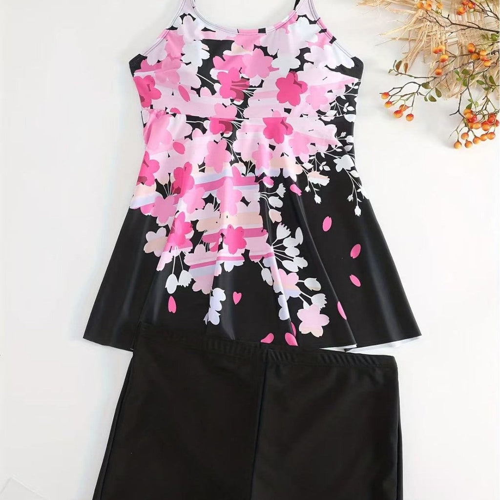 Damen Bade-Set mit floralem Oberteil und Shorts