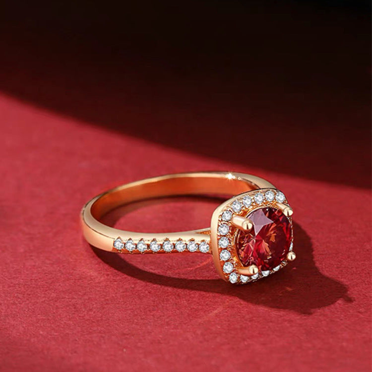 Damen Luxuriöser Hochzeitsring mit facettiertem Hauptstein und Zirkonia-Besatz Shop Nory