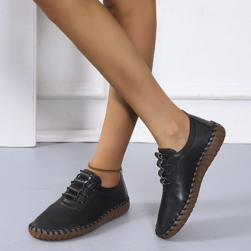 Damen handgenähter Komfort-Sneaker mit elastischer Schnürung und profilierter Kautschuksohle Shop Nory