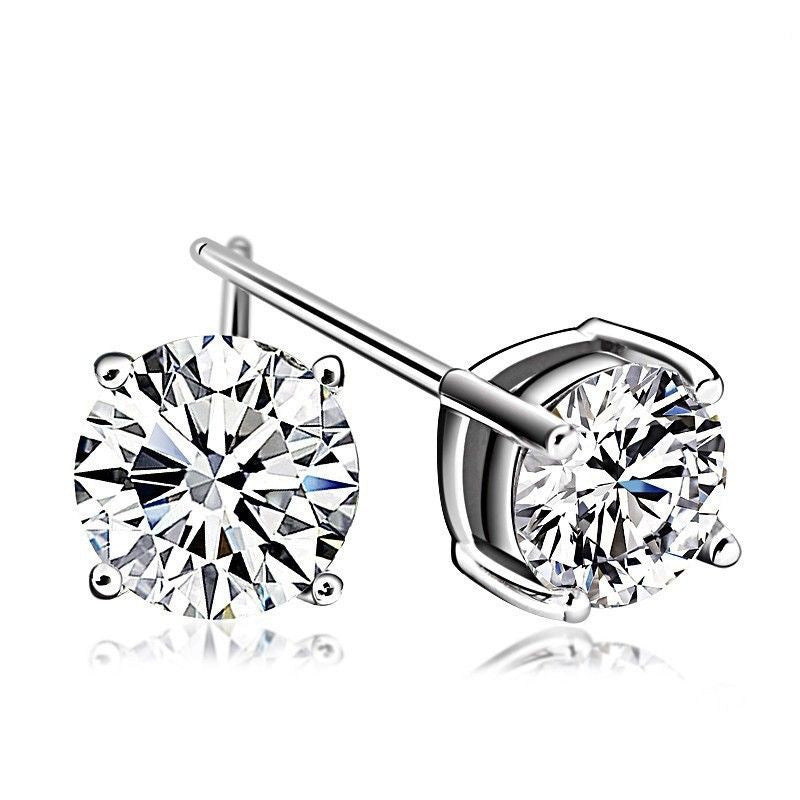 Quadratische Princess Schliff Ohrstecker Aus Sterlingsilber mit Funkelnden Zirkonia Steckverschluss