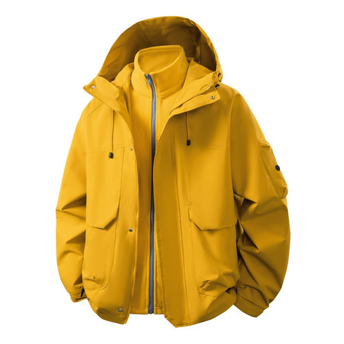 Unisex zweilagige Softshell-Parka mit herausnehmbarem Fleece-Innenlayer, Kapuze und Utility-Taschen Shop Nory