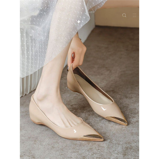 Damen Spitz zulaufende Ballerinas mit Leopardenmuster und metallischer Zehenkappe Shop Nory