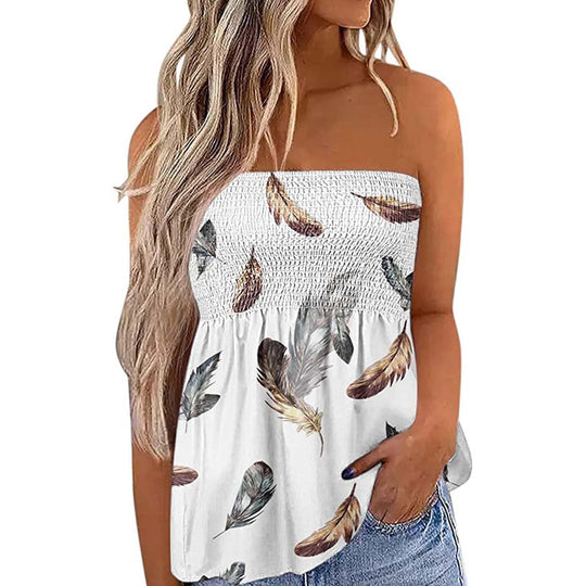 Damen Bandeau-Top mit floralem Einsatz