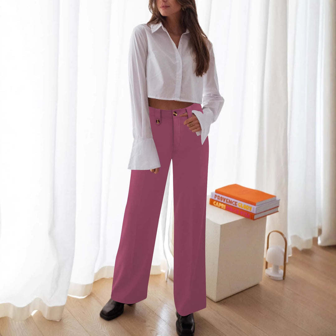 Damen Hochtaillierte Palazzohose mit Bügelfalte, Zierknopfleisten und Eingrifftaschen Shop Nory