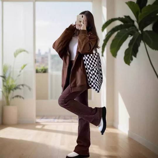 Unisex nan extraweiche oversized Zip-Hoodie mit Kängurutaschen, Kapuze mit Kordelzug und gerippten Bündchen Shop Nory