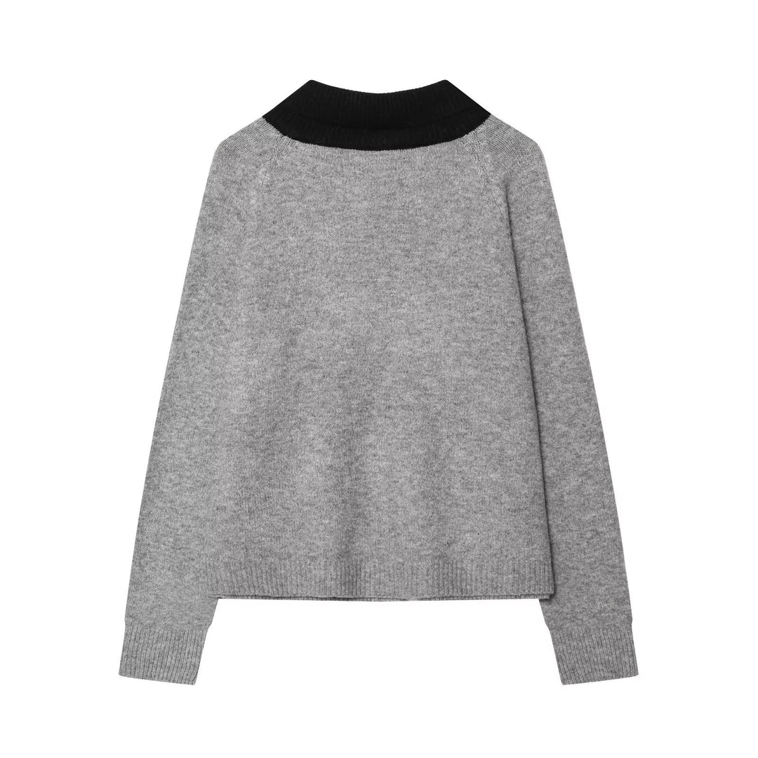 Damen Strickcardigan mit übergroßem Kragen und Schleifen‑Taschen Shop Nory