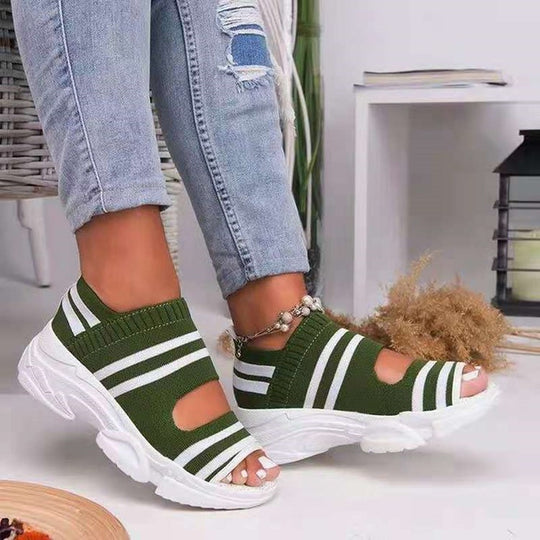 Damen Atmungsaktive Strick-Slides mit offenem Zehensteg und elastischem Sockenschaft Shop Nory