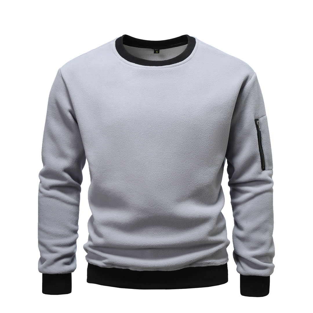 Herren nan Fleece-Sweatshirt mit Rundhalsausschnitt und Ärmeltasche mit Reißverschluss Shop Nory
