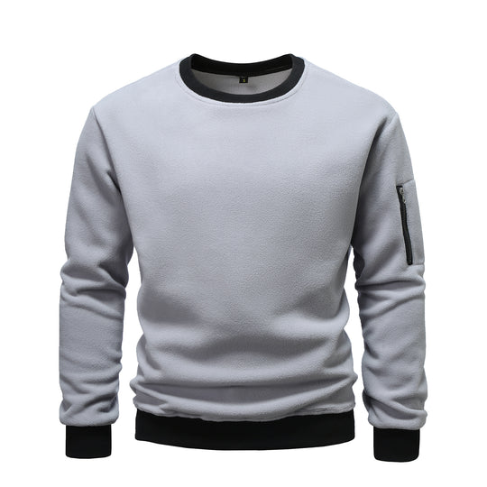 Herren nan Fleece-Sweatshirt mit Rundhalsausschnitt und Ärmeltasche mit Reißverschluss Shop Nory