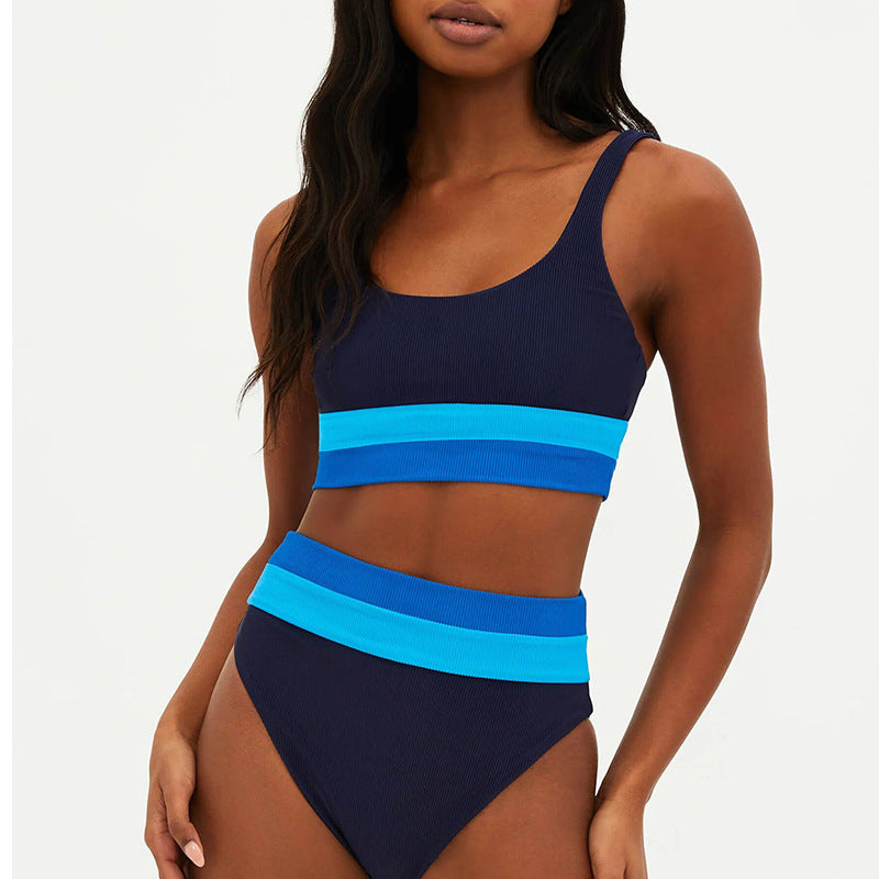 Damen Sportliches Bikini-Set mit komfortablem Crop-Top und hochgeschnittenem Höschen