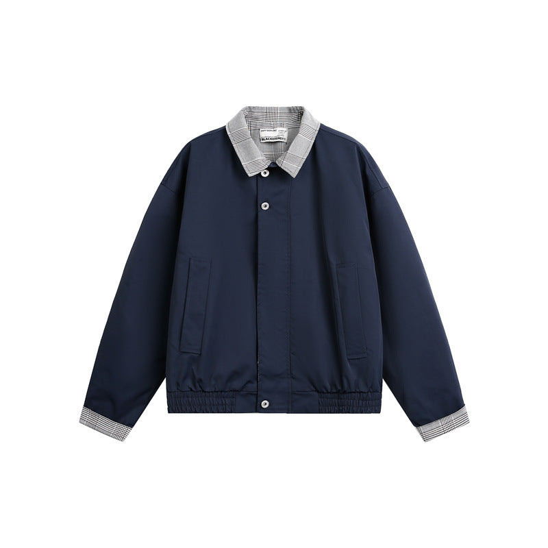 Herren leichte Übergangsjacke mit Karokrragen, Umschlagärmel und elastischem Saum Shop Nory