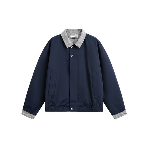 Herren leichte Übergangsjacke mit Karokrragen, Umschlagärmel und elastischem Saum Shop Nory